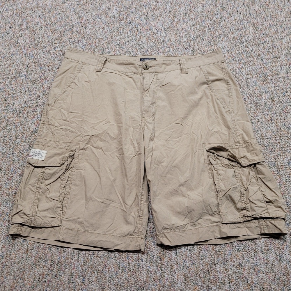 Polo Jeans Co Ralph Lauren Cargo Shorts Mens 38 Tan Khaki Cotton Utility Summer